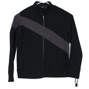 Apt 9 Full Zip Fleece Jacket Black Gray Colorblock